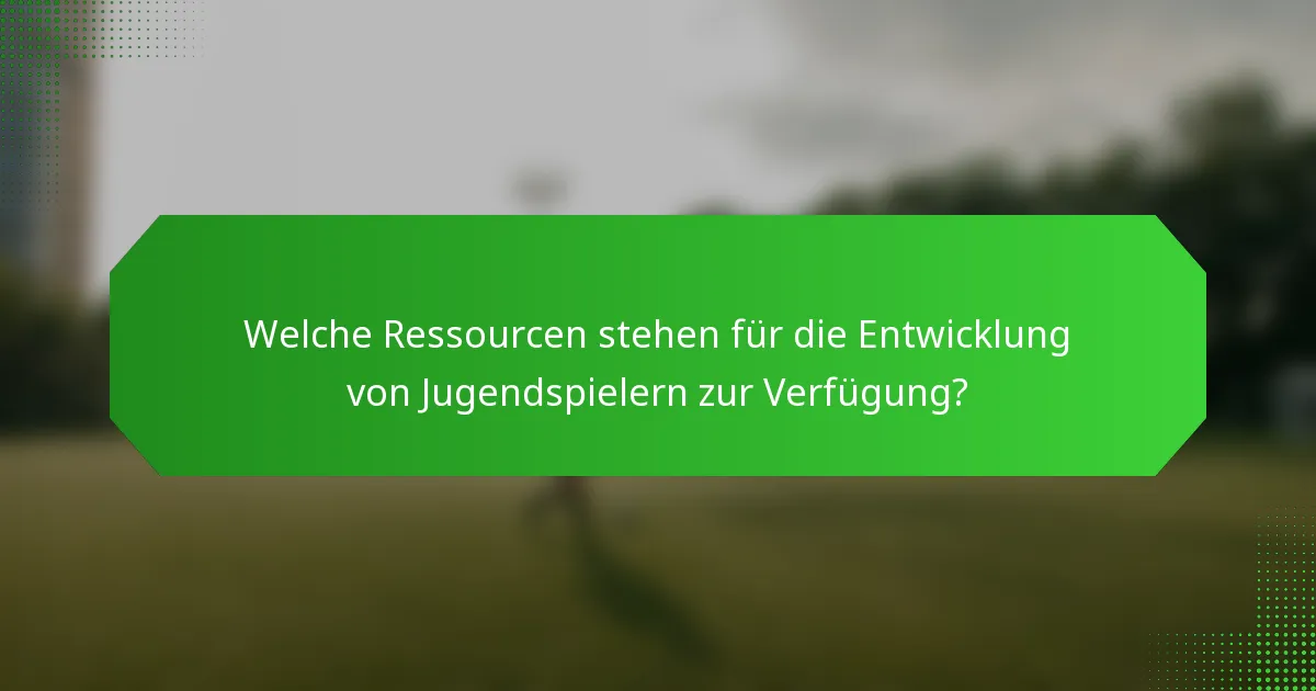 Welche Ressourcen stehen für die Entwicklung von Jugendspielern zur Verfügung?